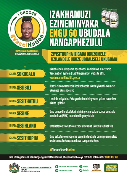 Citizens 60 years and above : 6 steps to getting vaccinated - isiZulu Version